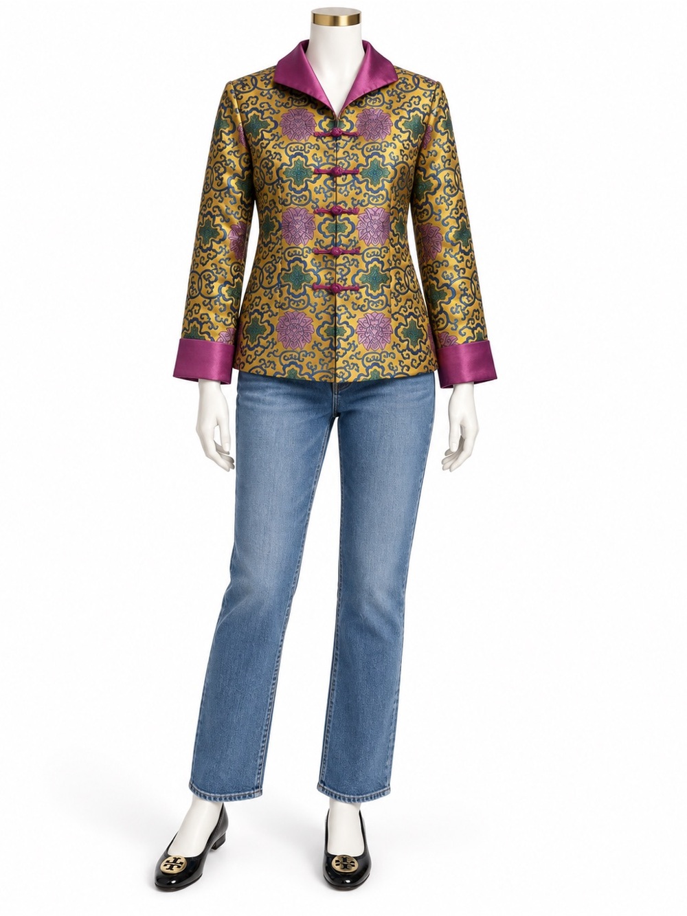 Vintage OCHI Brocade Mandarin Collared Jacket